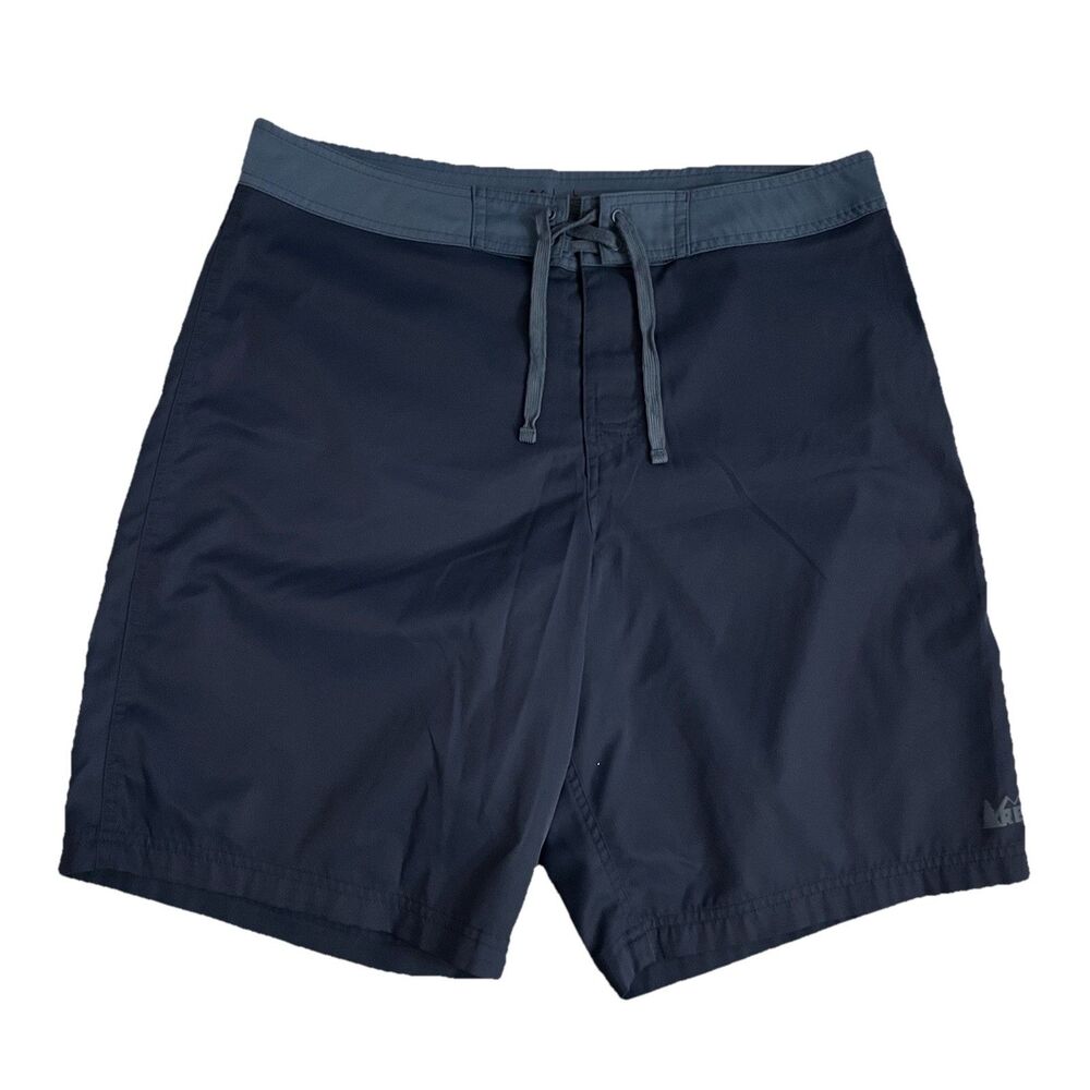 Rei Men’s Board Shorts Sz Large Blue Color Block Drawstring FLAWED
